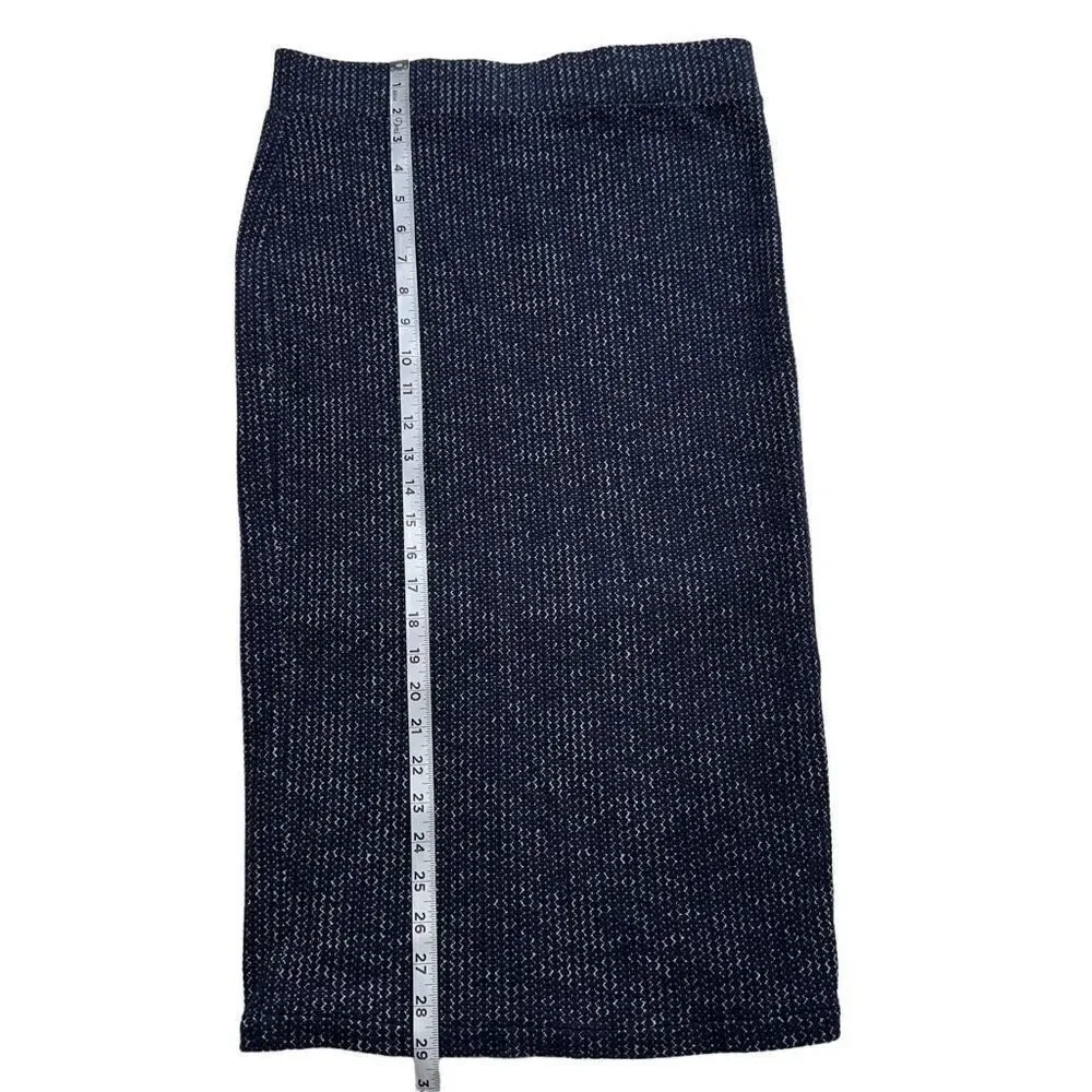 Free People Women’s Navy Geometric‎ Knit Pull On Midi Skirt Medium Stretch